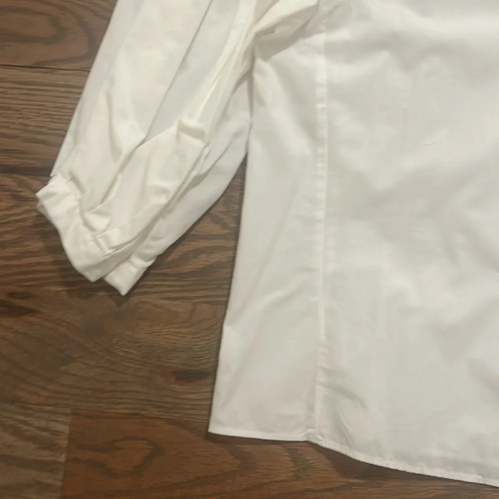 Zara white poplin puff sleeve top size Small GUC